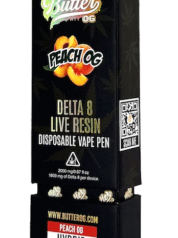 Butter OG Delta 8 Live Resin Disposable Vape 2G – Peach OG (Indica)