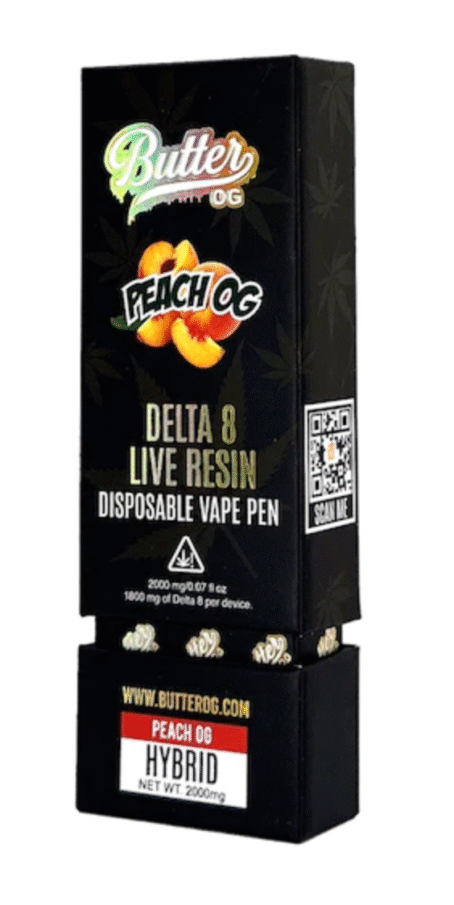 Butter OG Delta 8 Live Resin Disposable Vape 2G – Peach OG (Indica)