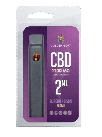 Golden Goat CBD Rechargeable Vape Device 1200MG, Durban Poison (Sativa)