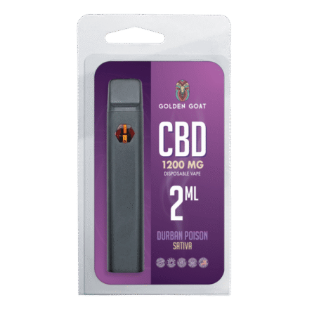 Golden Goat CBD Rechargeable Vape Device 1200MG, Durban Poison (Sativa)