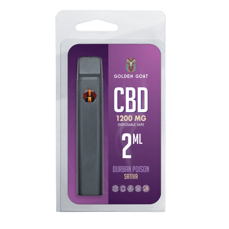 Golden Goat CBD Rechargeable Vape Device 1200MG, Durban Poison (Sativa)