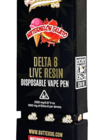 Butter OG Delta 8 Live Resin Disposable Vape 2G – Watermelon Gelato (Sativa)